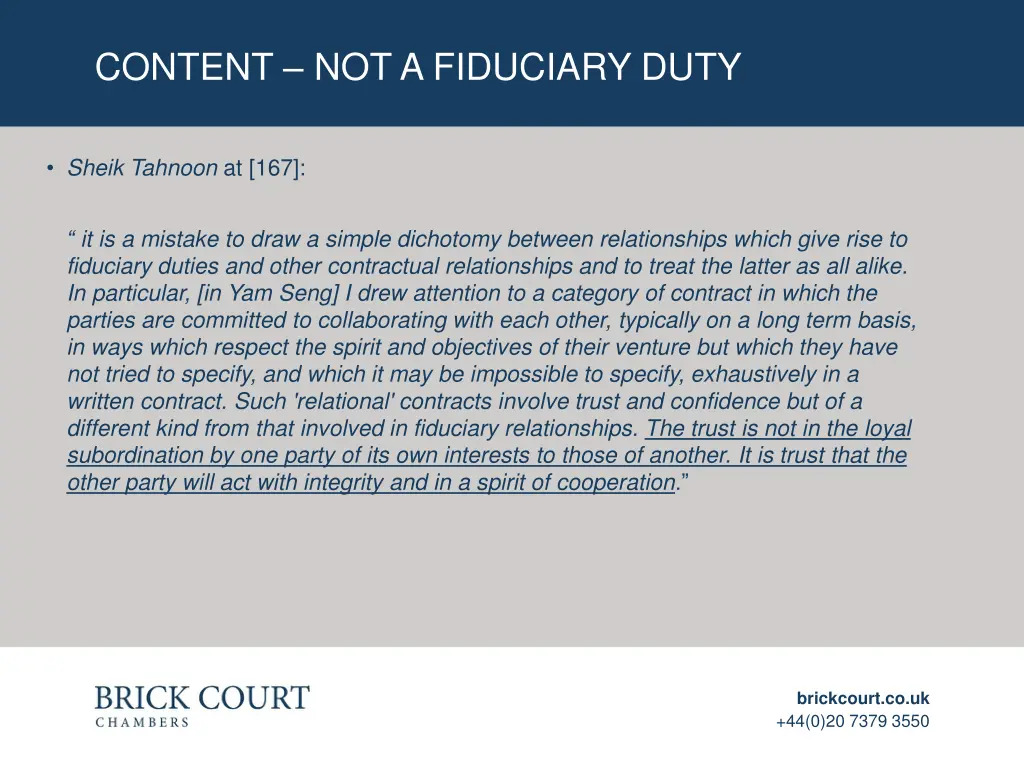 content not a fiduciary duty