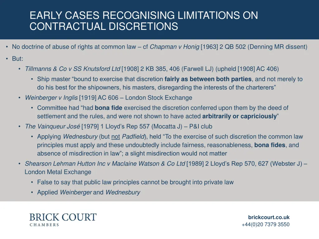 early cases recognising limitations