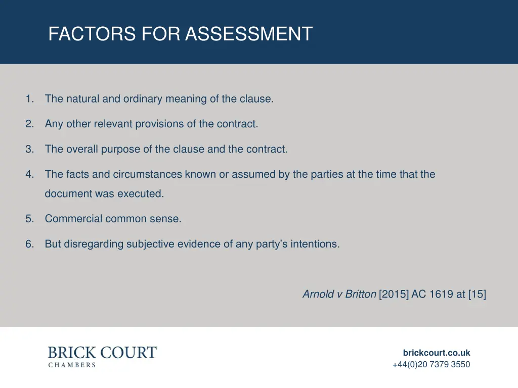 factors for assessment