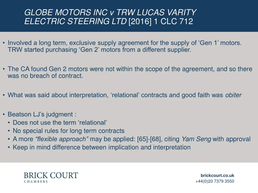 globe motors inc v trw lucas varity electric