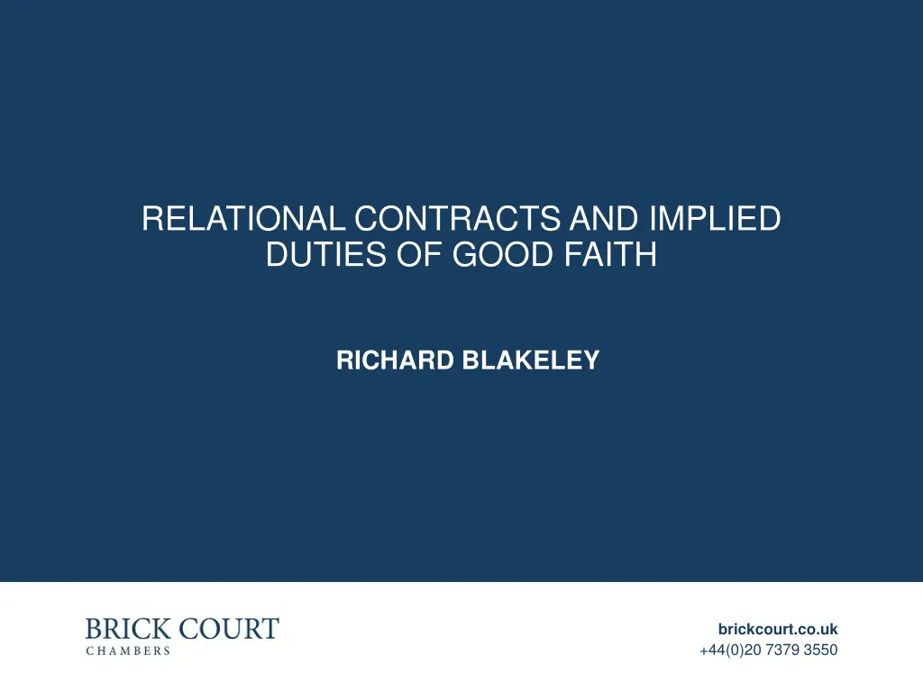 relational contracts and implied duties of good