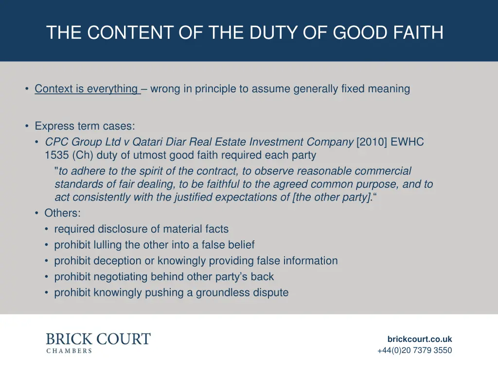 the content of the duty of good faith