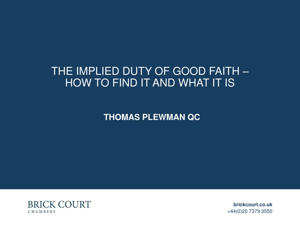 the implied duty of good faith how to find