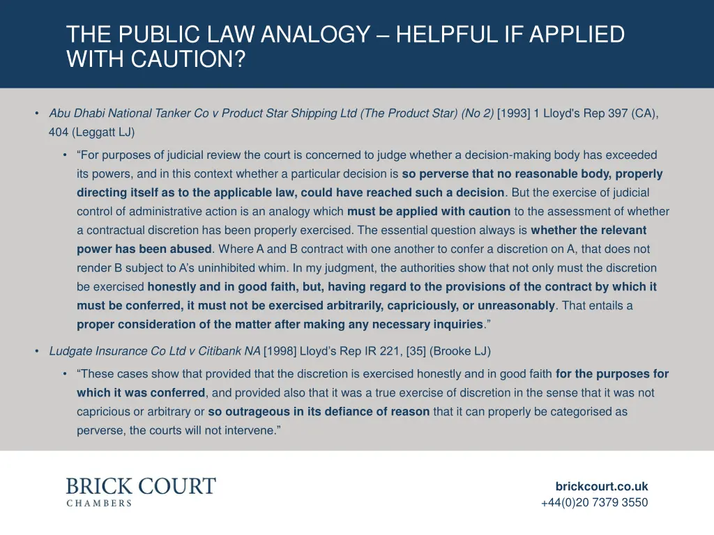 the public law analogy helpful if applied with