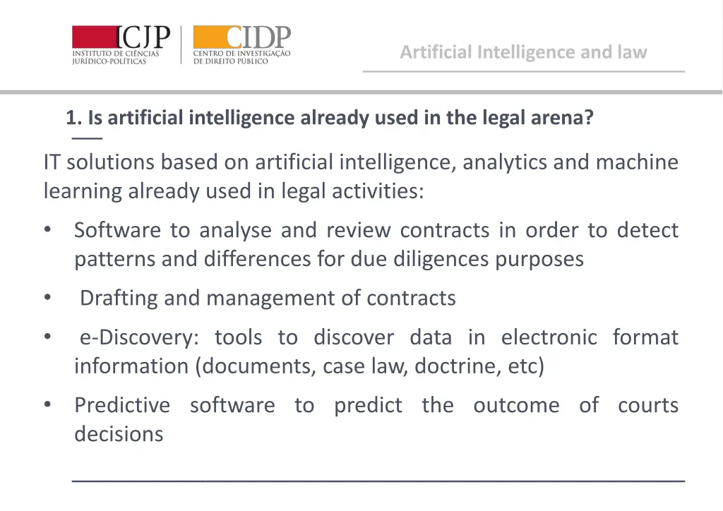 artificial intelligence and law 1