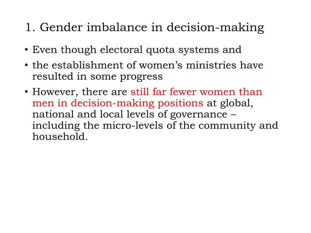 1 gender imbalance in decision making