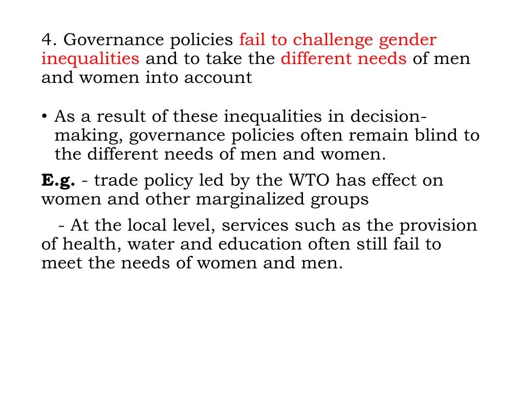 4 governance policies fail to challenge gender