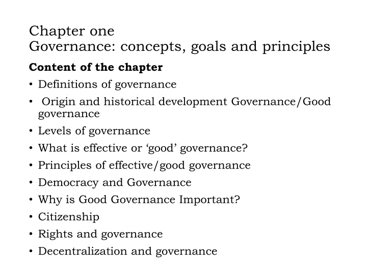 chapter one governance concepts goals