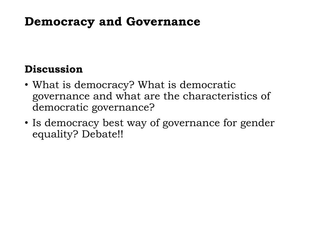 democracy and governance