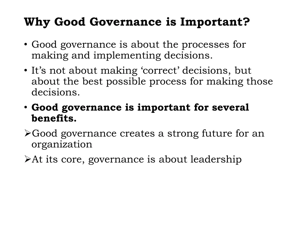 why good governance is important