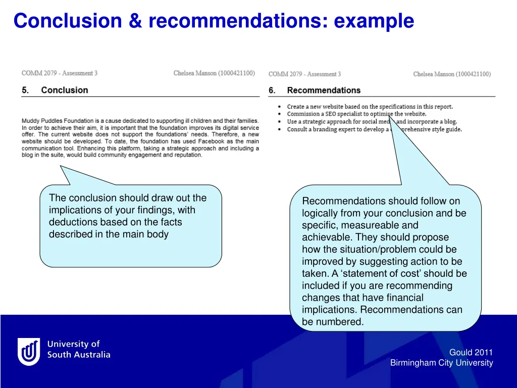 conclusion recommendations example