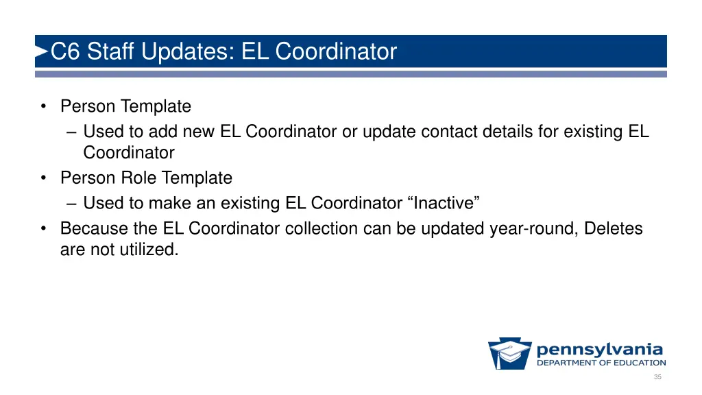 c6 staff updates el coordinator