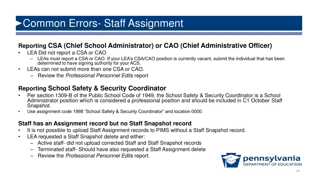 common errors staff assignment 1