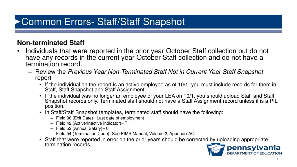 common errors staff staff snapshot