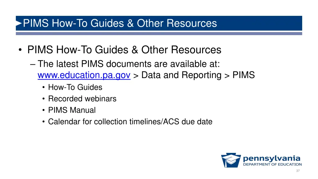 pims how to guides other resources