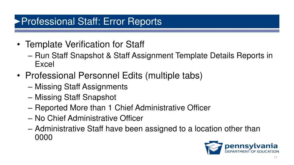 professional staff error reports