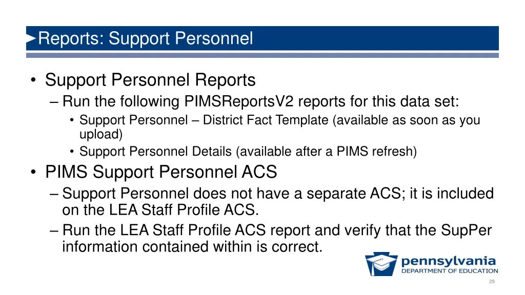 reports support personnel