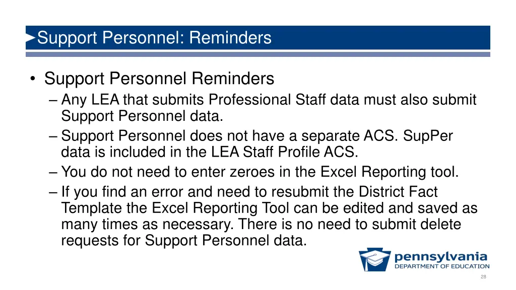 support personnel reminders