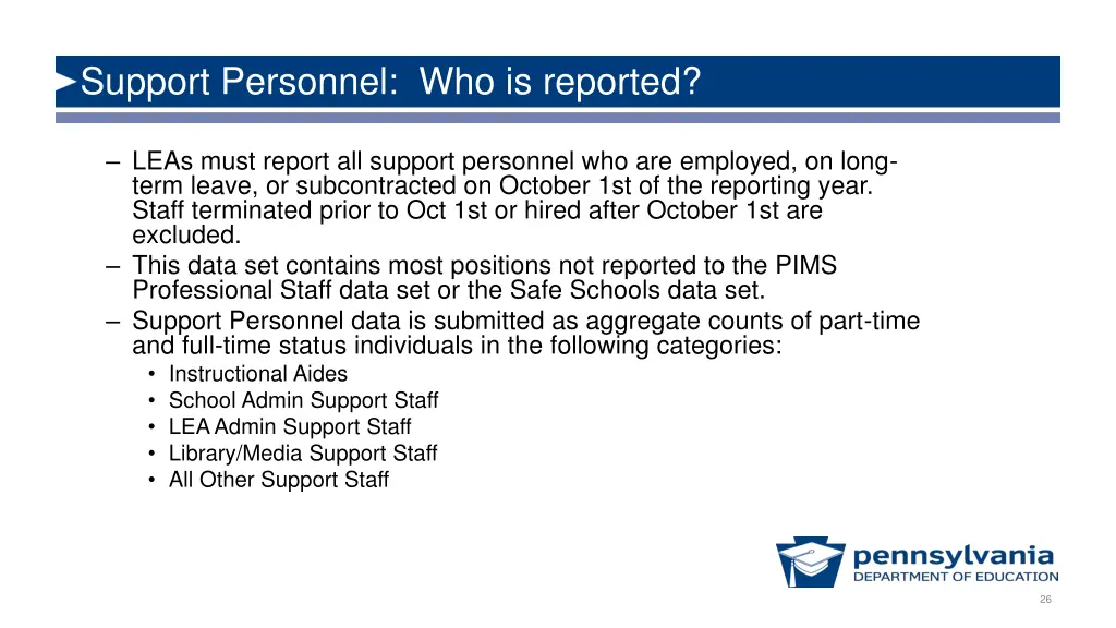 support personnel who is reported