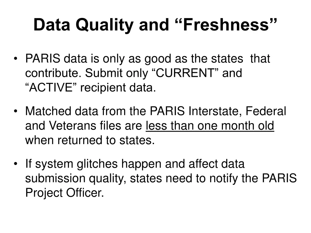 data quality and freshness