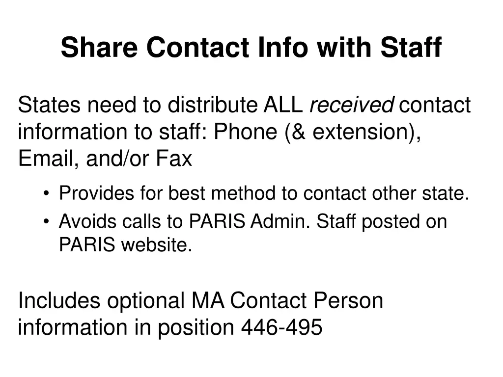 share contact info with staff