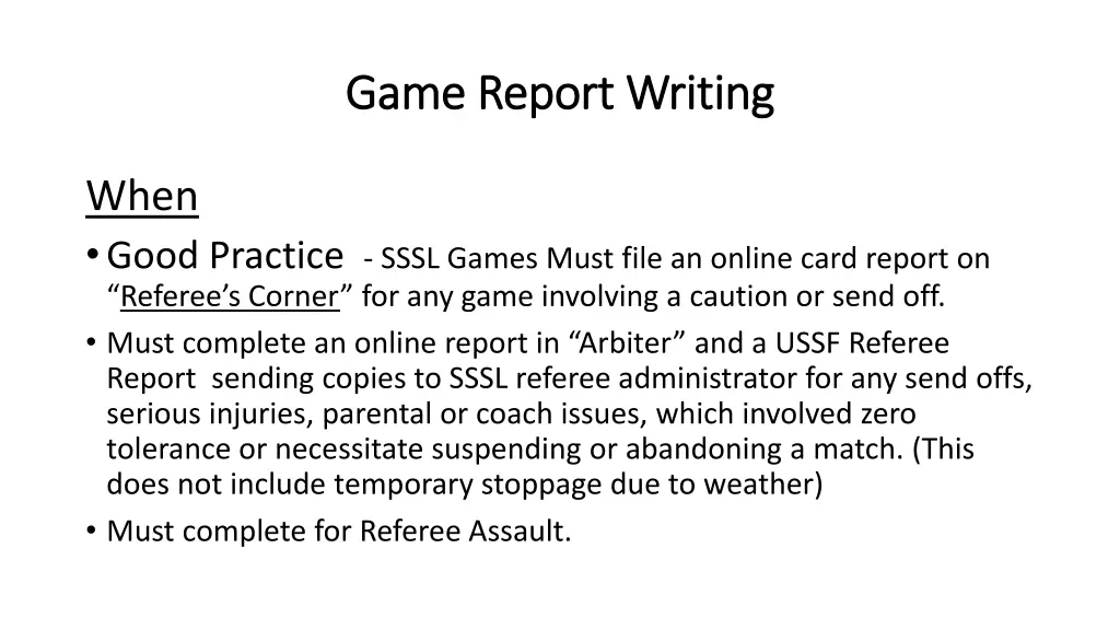 game report writing game report writing