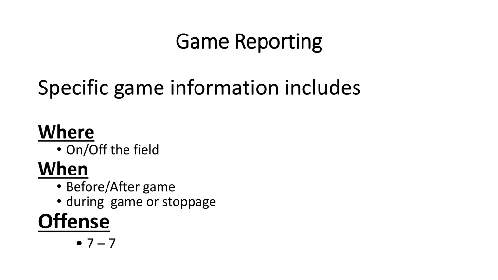 game reporting game reporting 2