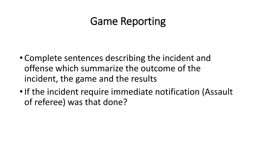 game reporting game reporting 5