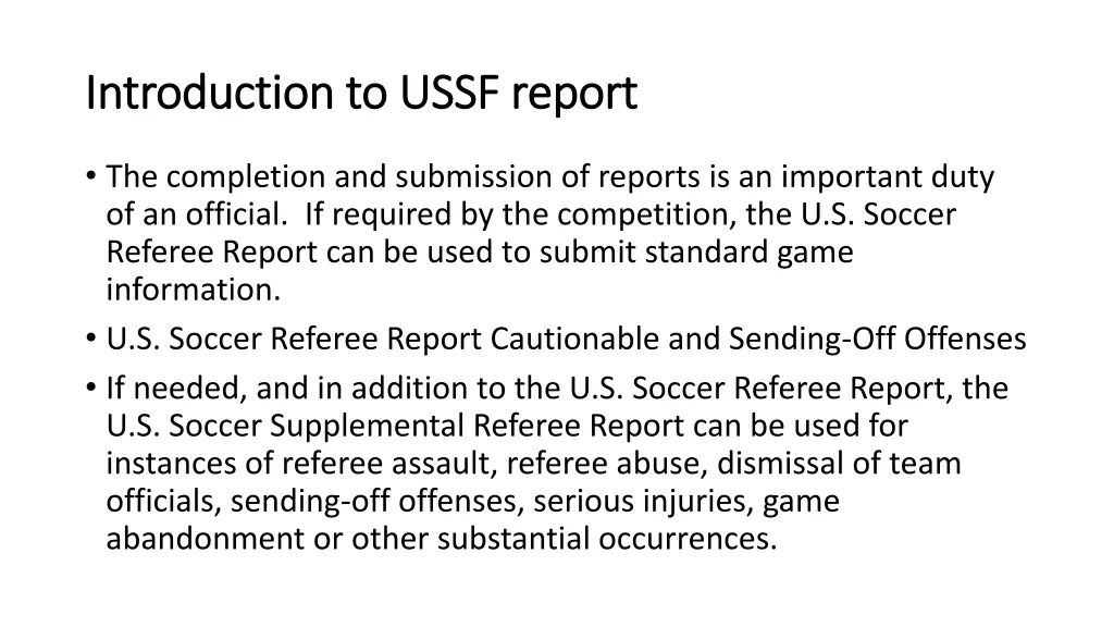 introduction to ussf report introduction to ussf