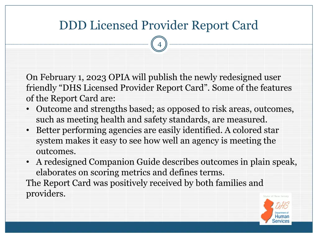 ddd licensed provider report card