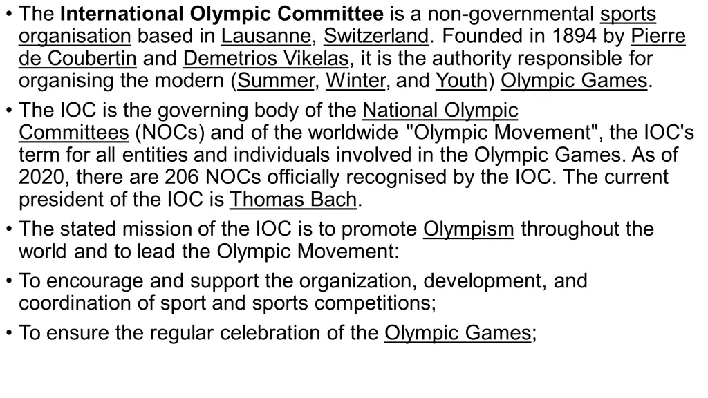 the international olympic committee