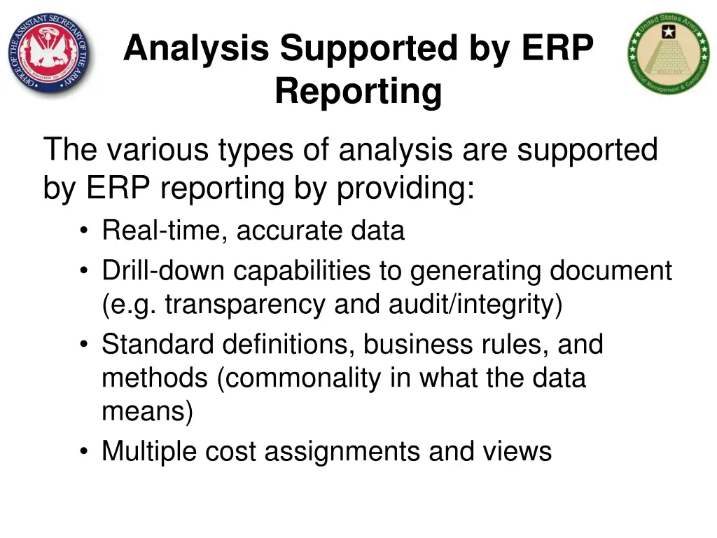 analysis supported by erp reporting