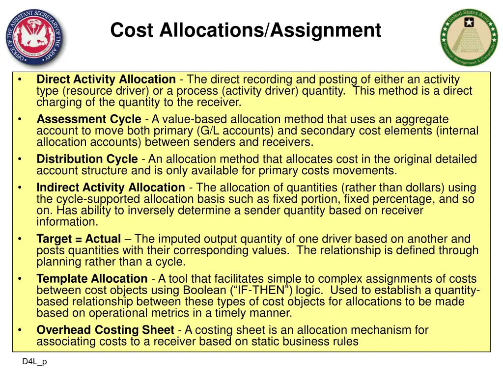 cost allocations assignment