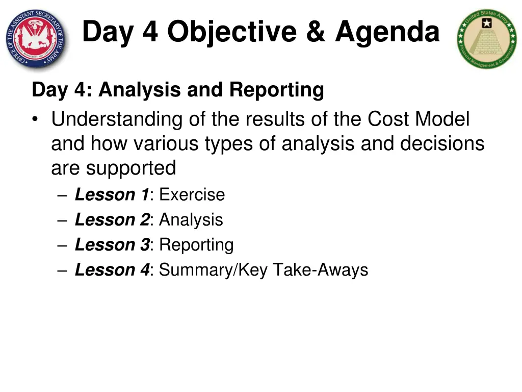 day 4 objective agenda