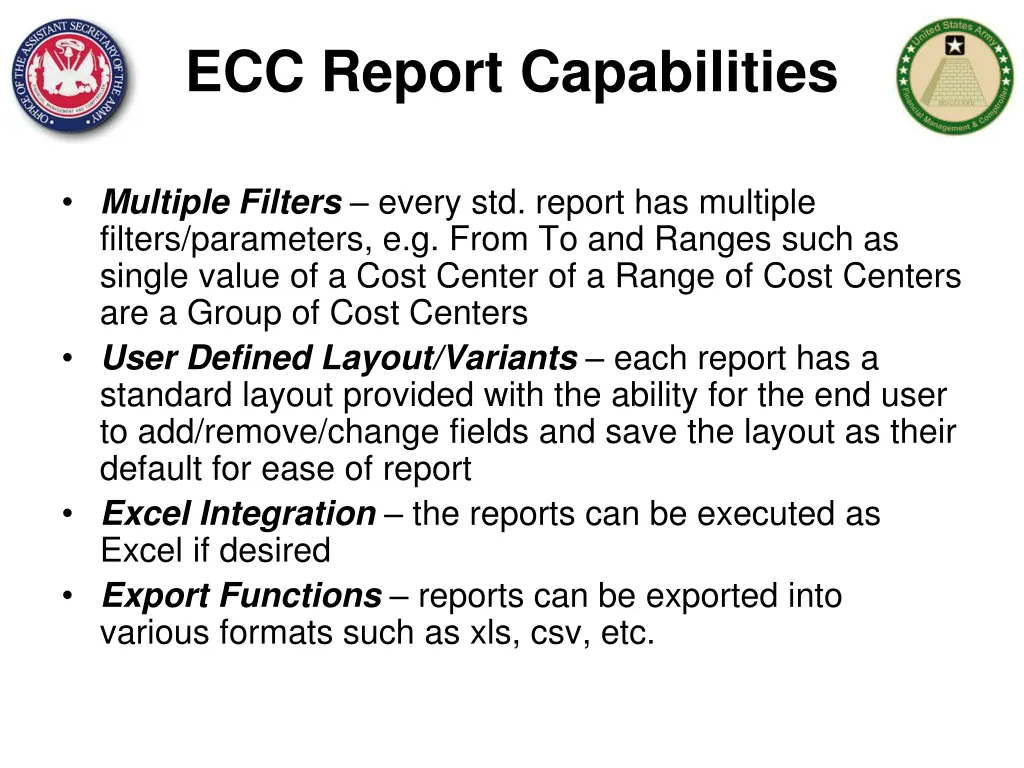 ecc report capabilities