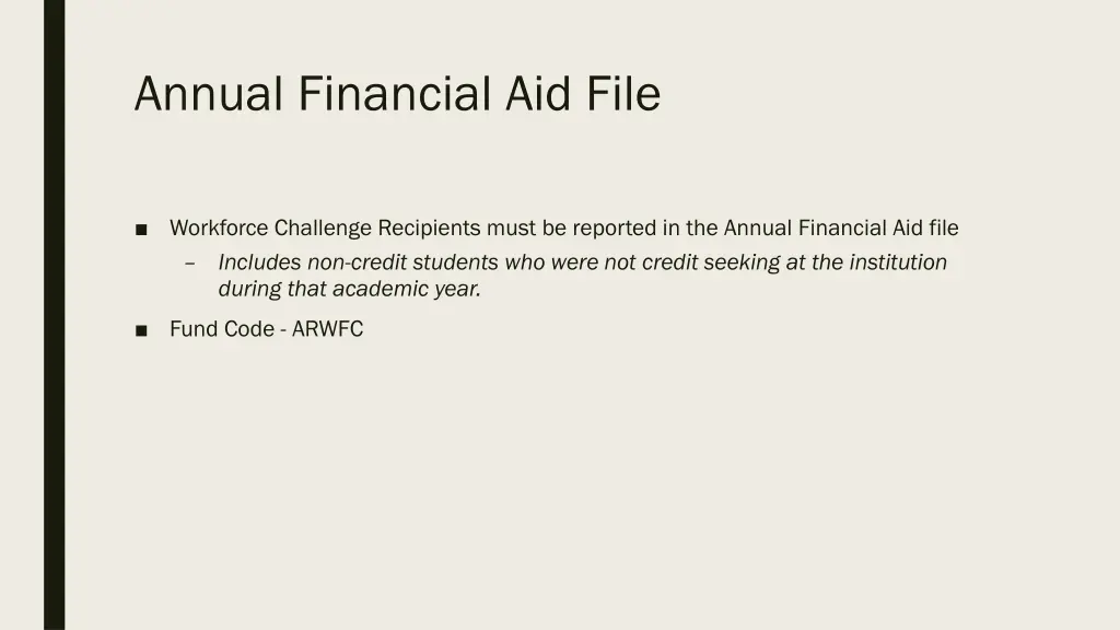 annual financial aid file