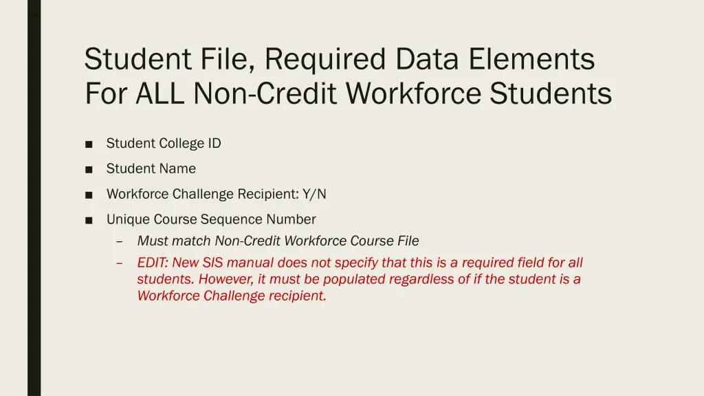 student file required data elements