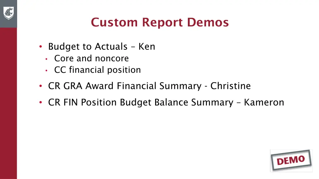 custom report demos