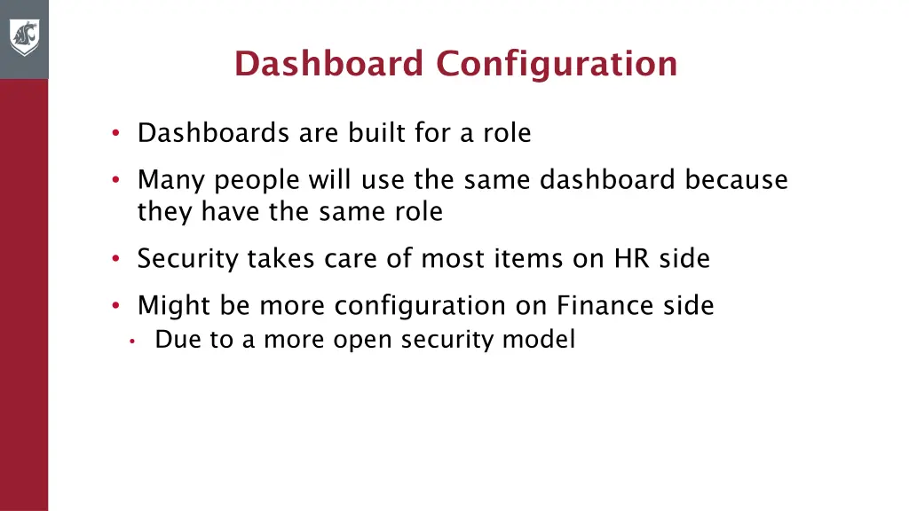 dashboard configuration