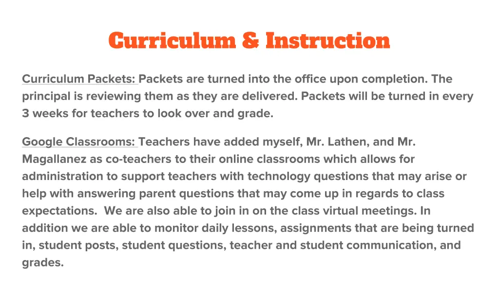 curriculum instruction