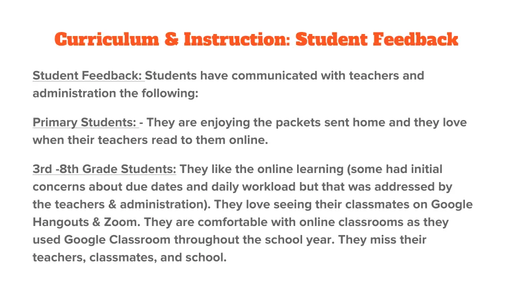 curriculum instruction student feedback