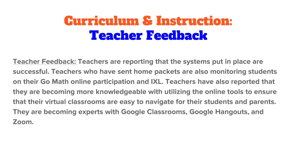 curriculum instruction teacher feedback