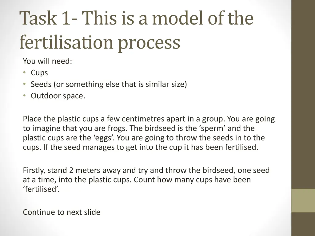 task 1 this is a model of the fertilisation