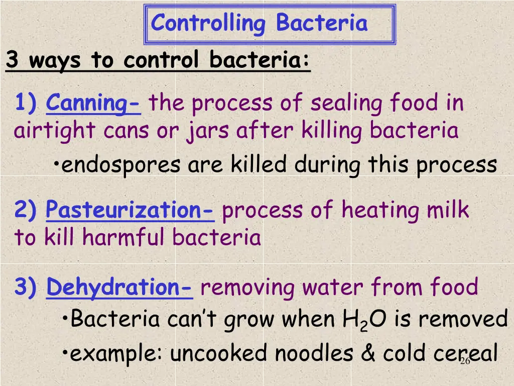 controlling bacteria