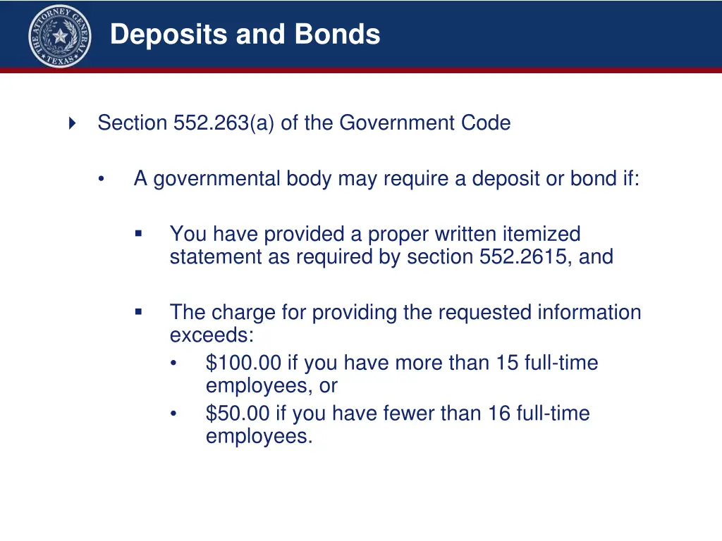 deposits and bonds