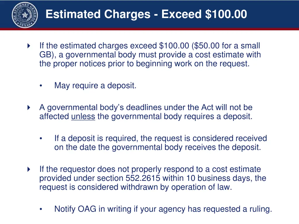 estimated charges exceed 100 00