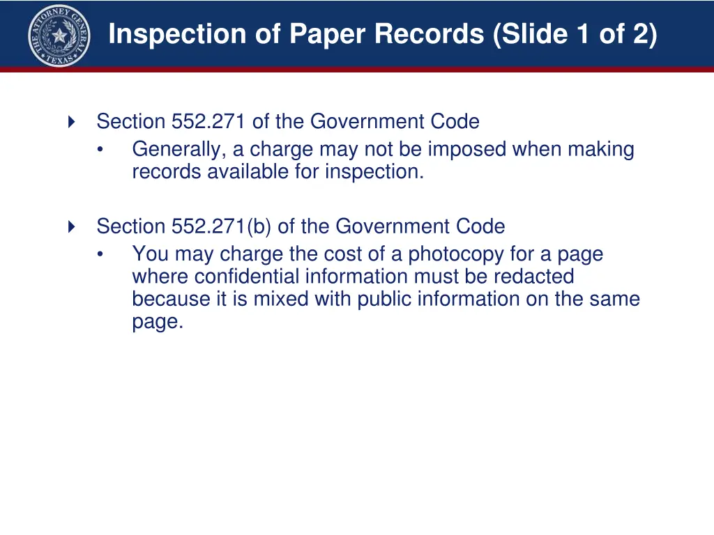 inspection of paper records slide 1 of 2