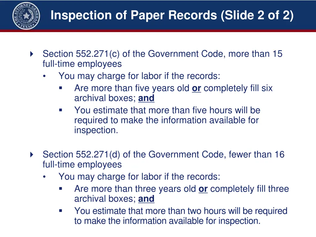 inspection of paper records slide 2 of 2