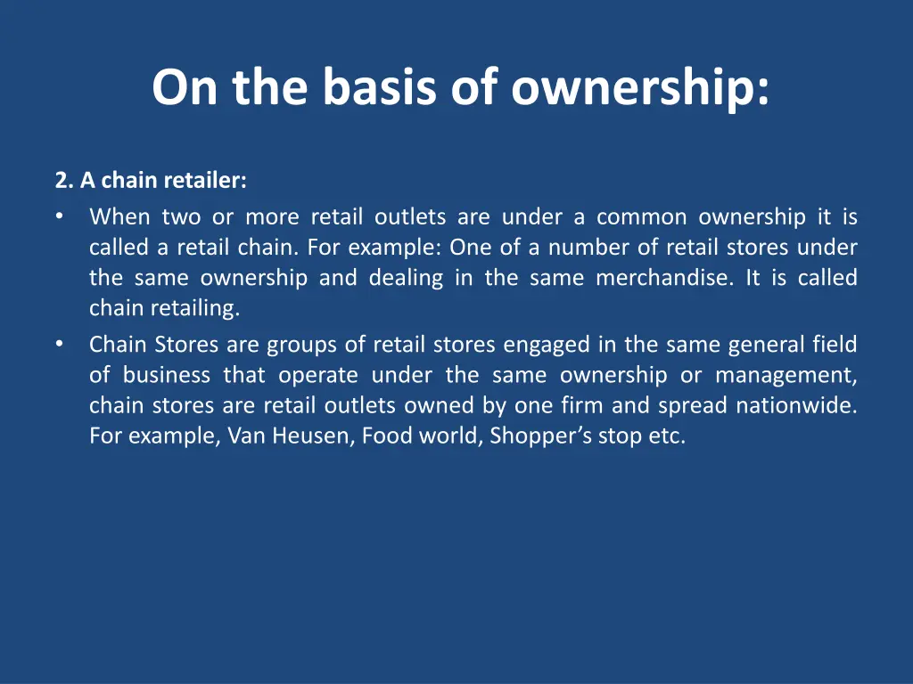 on the basis of ownership 1