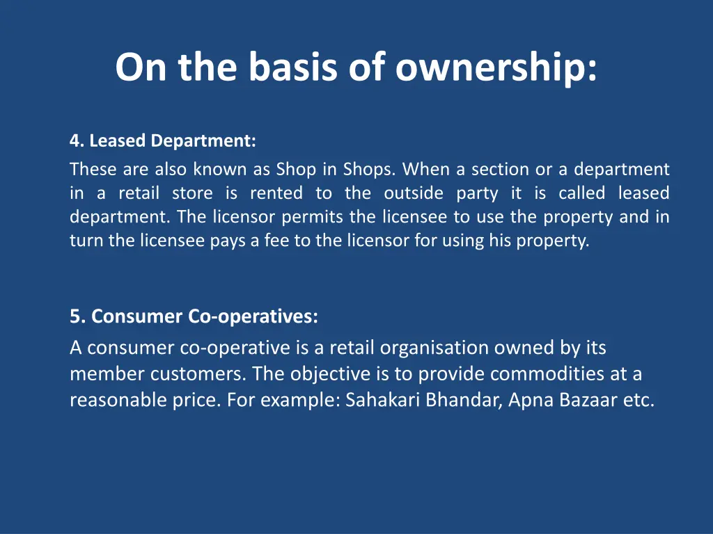 on the basis of ownership 3